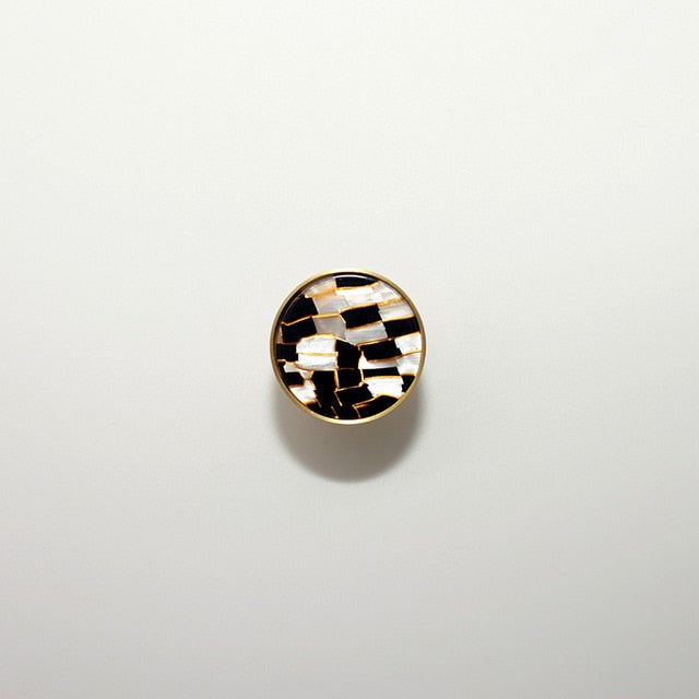 Black Marble Marbled Resin Cabinet Knob front view