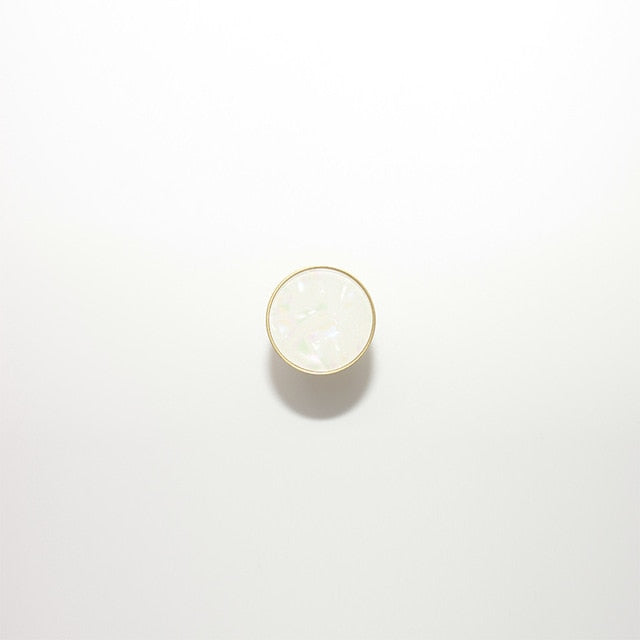 White Cielo Marbled Resin Cabinet Knob front view