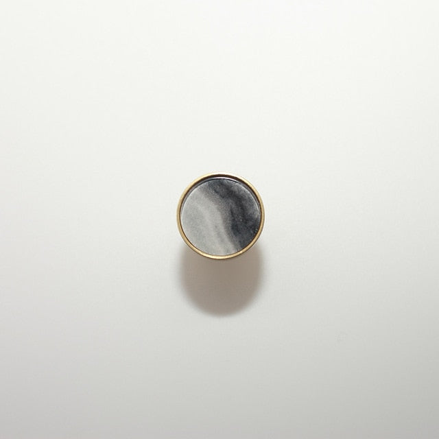 Grey Quartz Marbled Resin Cabinet Knob front view