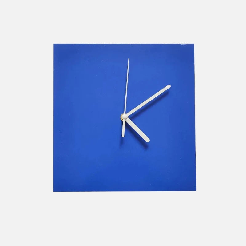 Square Klein Blue Geometric Wall Clock on white background