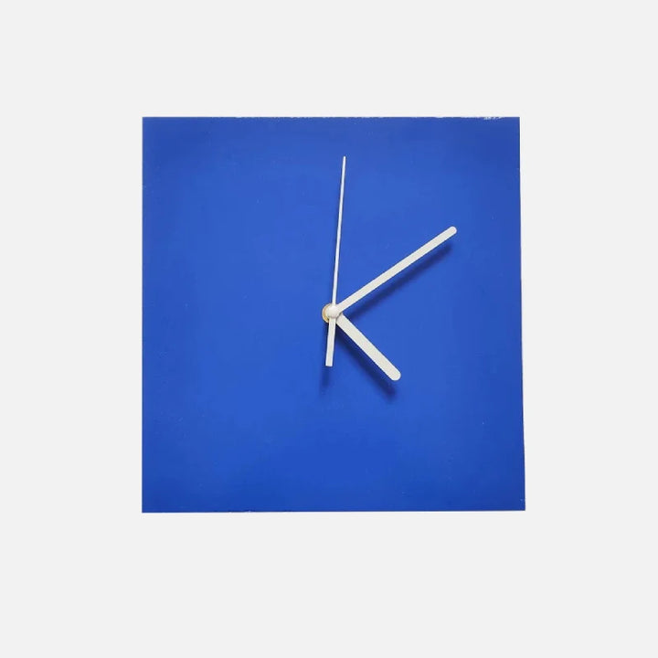 Square Klein Blue Geometric Wall Clock on white background