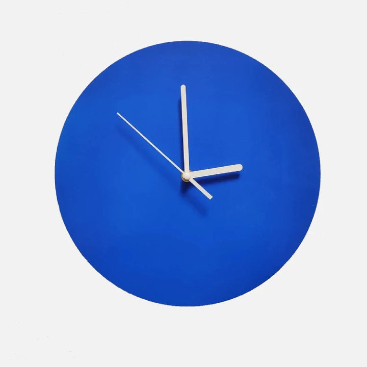 Round Klein Blue Geometric Wall Clock on white background