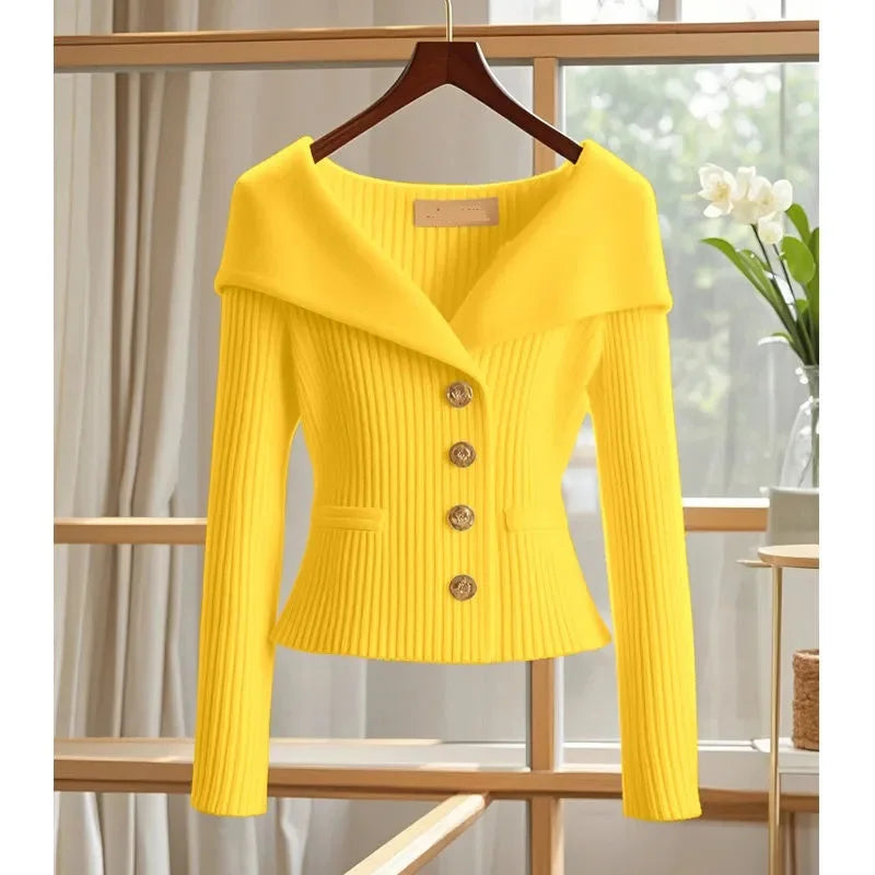 Knit White Cardigan Sweater 1