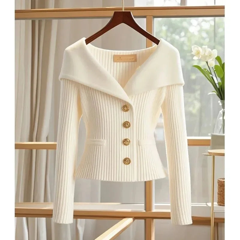 Knit White Cardigan Sweater 5