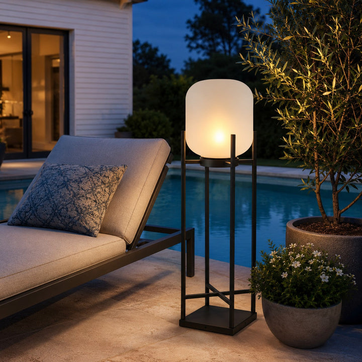 Caged Glass Outdoor Lantern Lamp