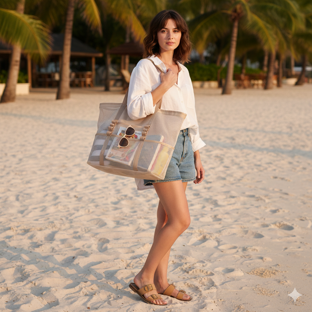 Large Mesh Beach Tote 1