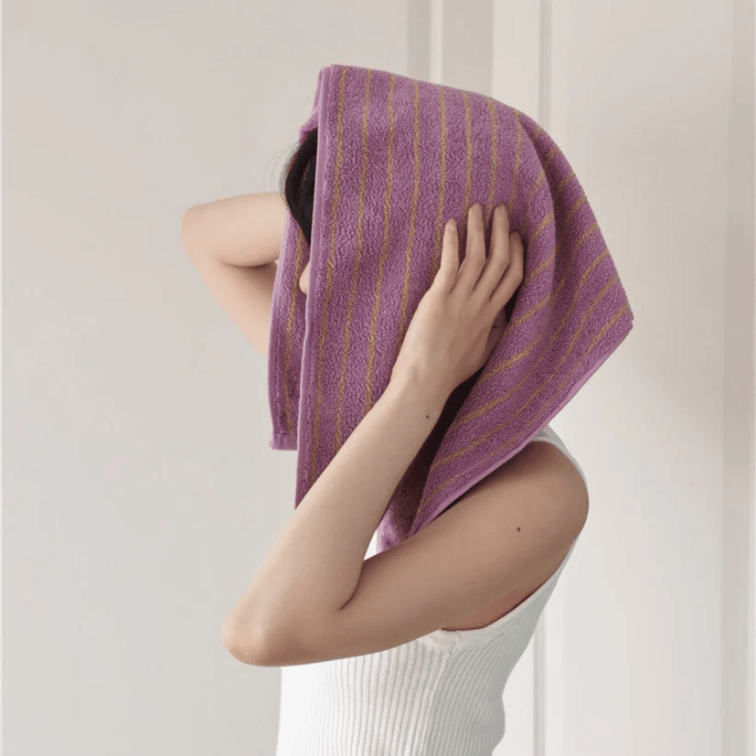 Lavender Striped Cotton Towel 5