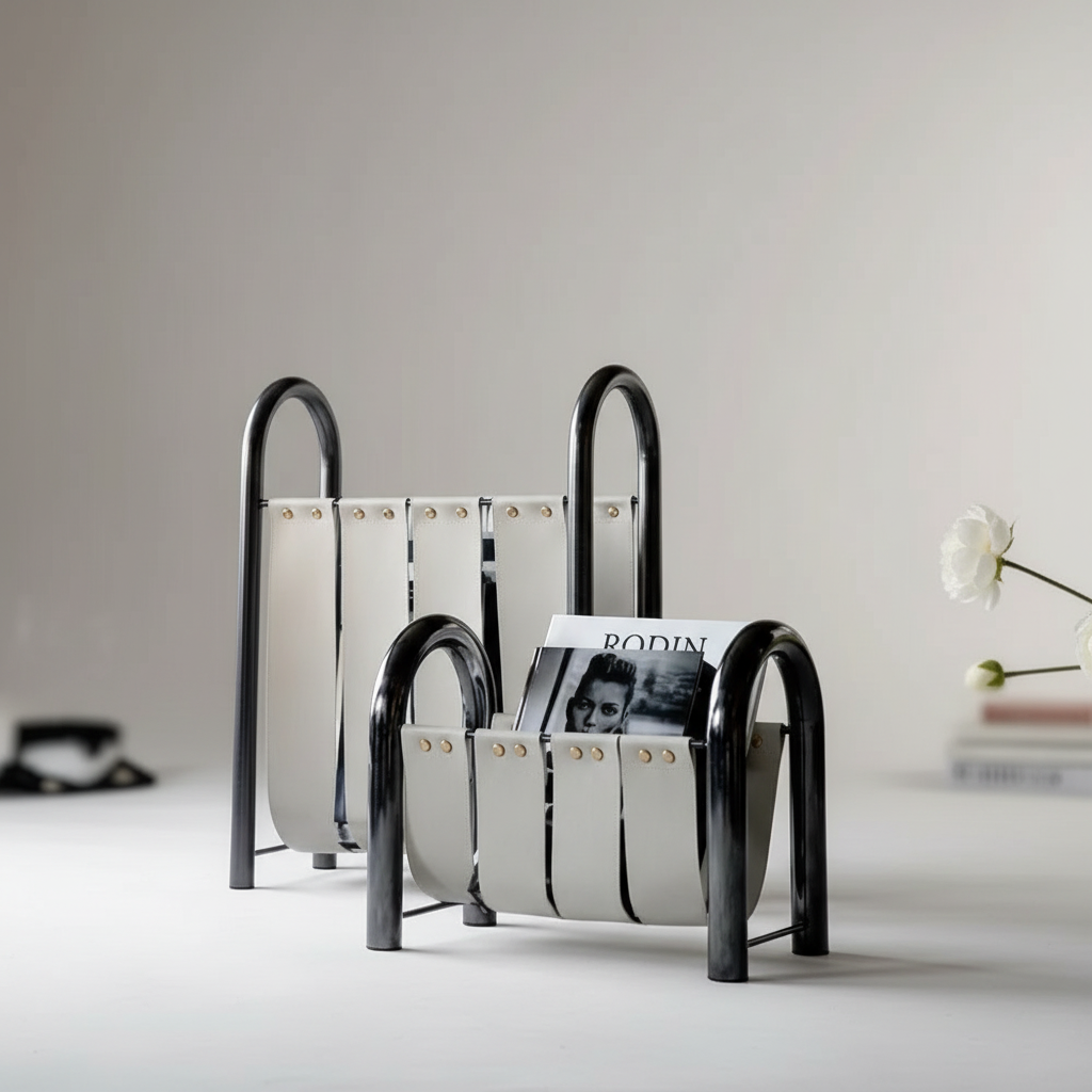 Leather Magazine Rack 6