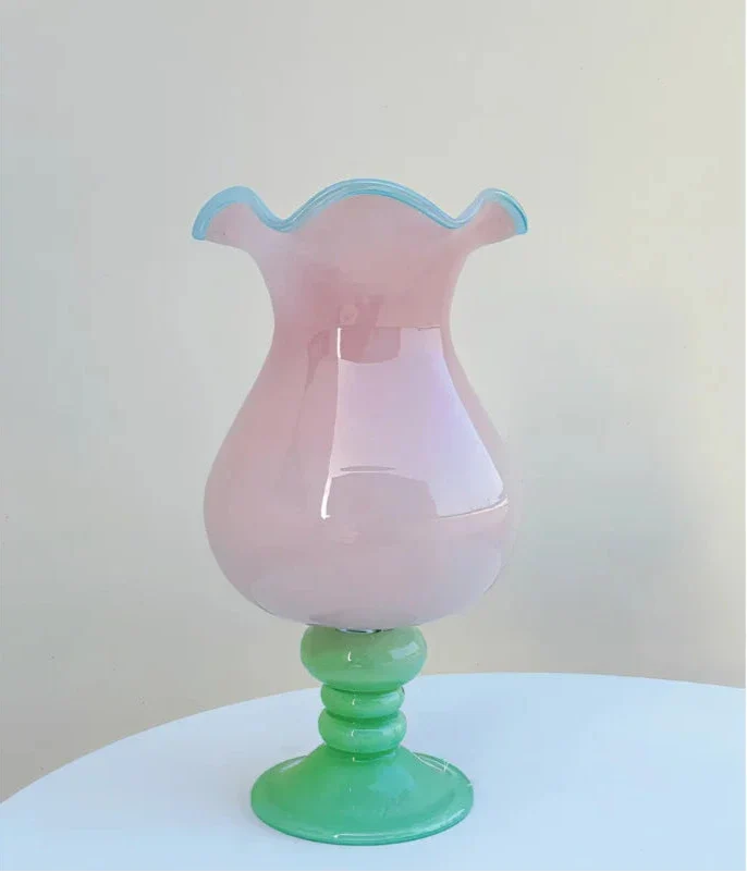 Fluted Footed Colored Vase pair lifestyle