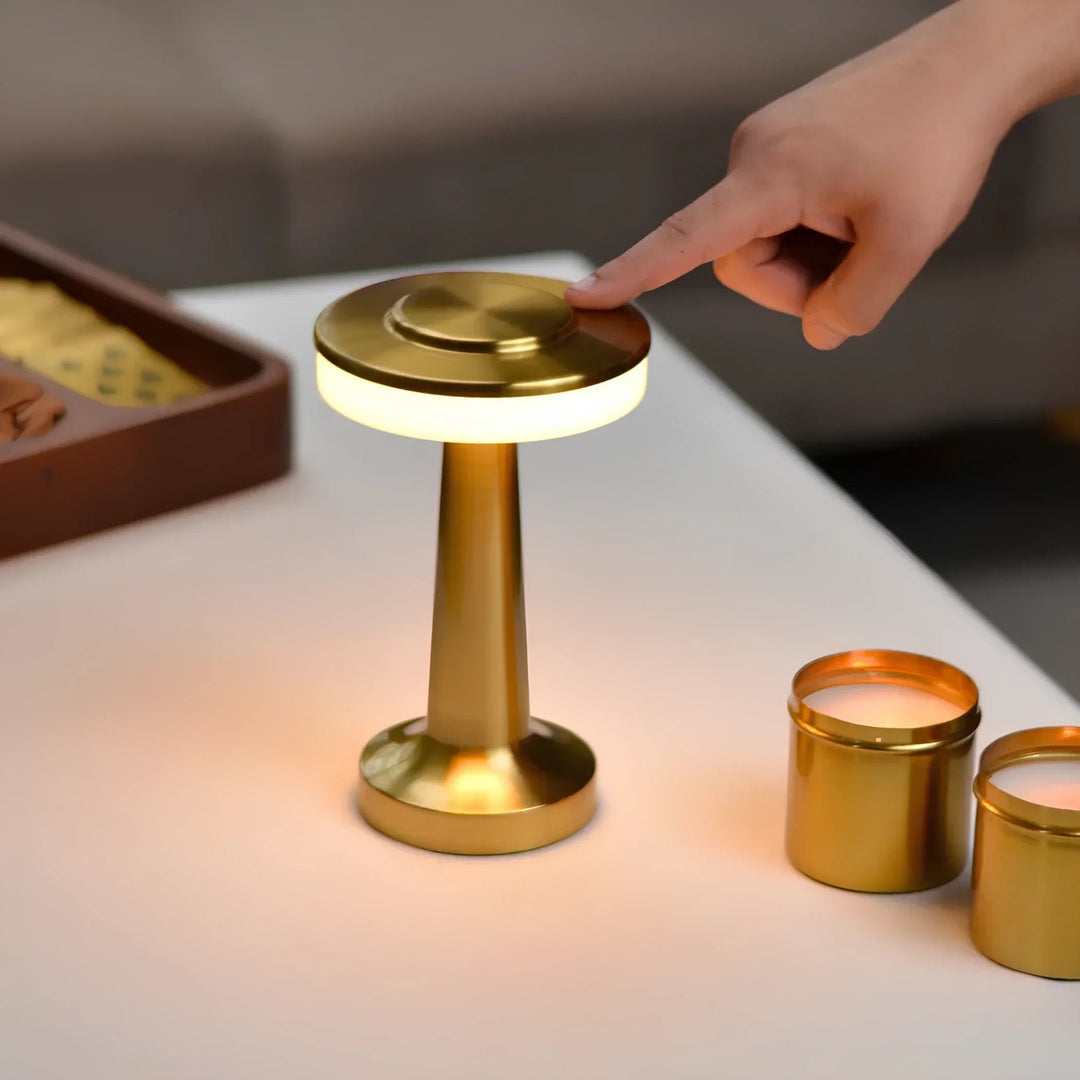 Black Wireless Retro Table Lamp USB-C charging port