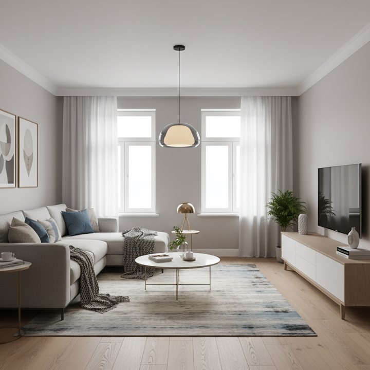 Adjustable Glass Dome Pendant Light