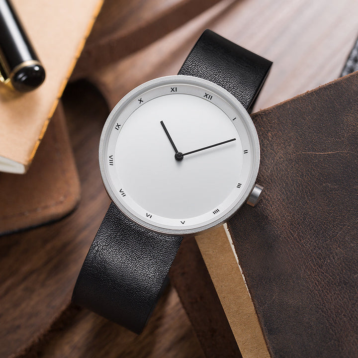 Black Roman Numeral Alloy Leather Watch