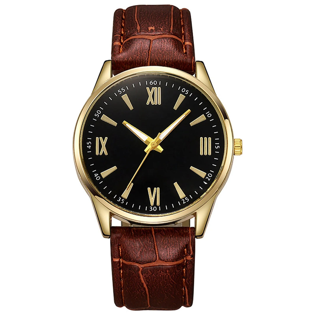 Black Vintage Alloy Leather Watch