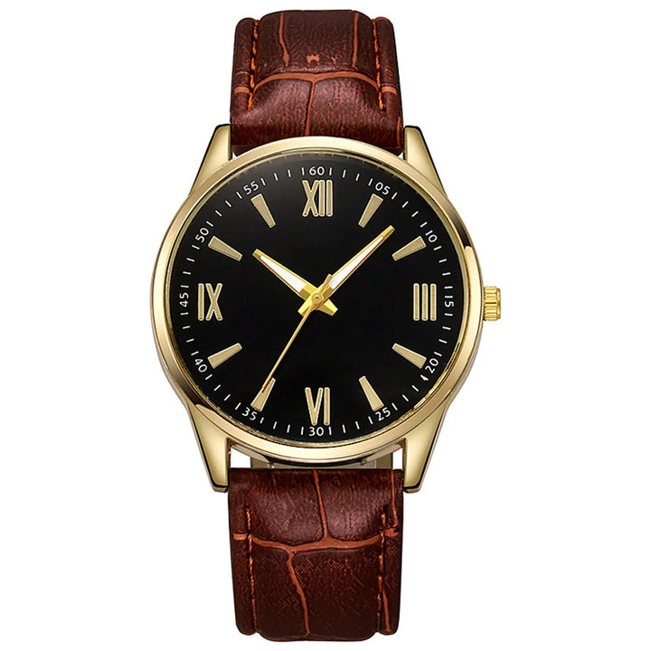 Black Vintage Alloy Leather Watch