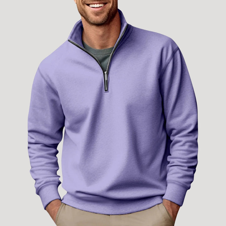 Mock-Neck Cotton Quarter-Zip Sweatshirt
