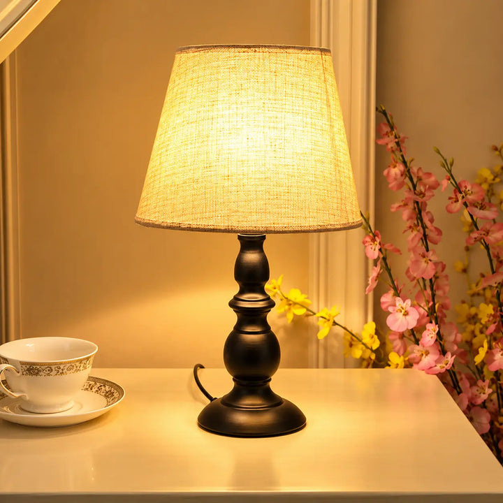 Vintage Fabric-Shade Table Lamp front view