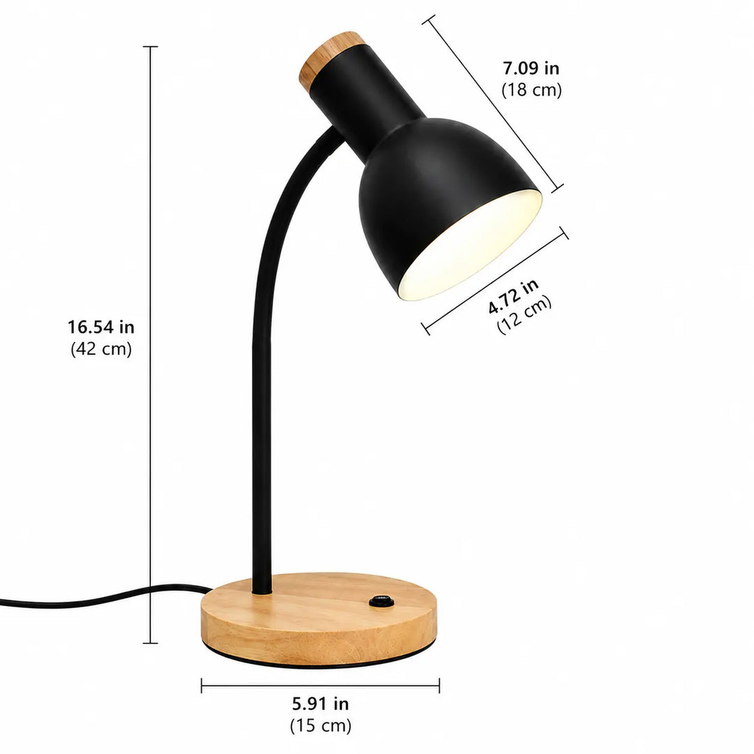 Wood-Base Gooseneck Desk Lamp studio shot
