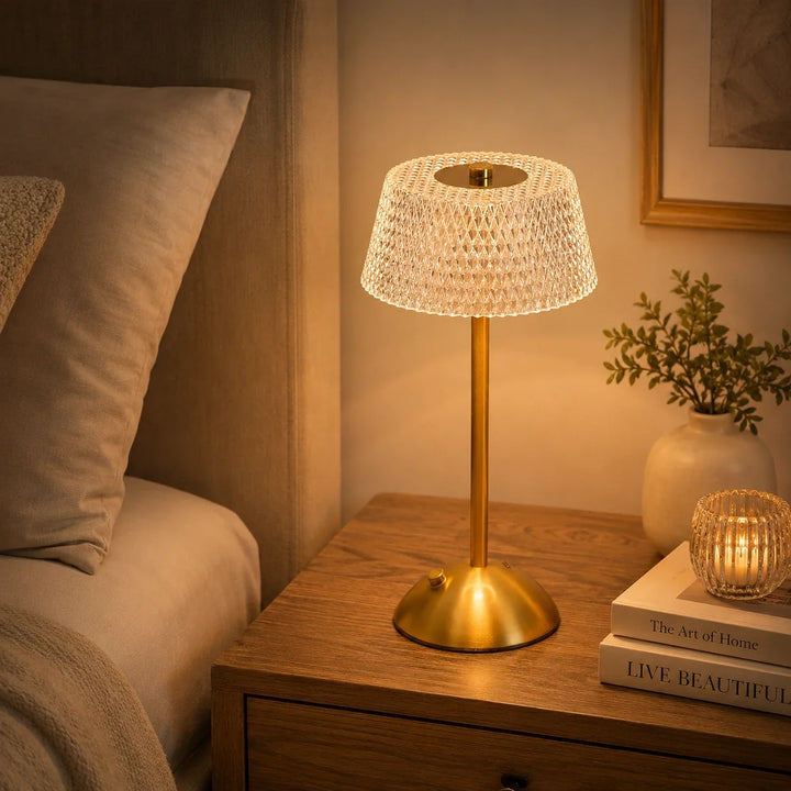 Brushed Gold Ribbed Desk Lamp detail view