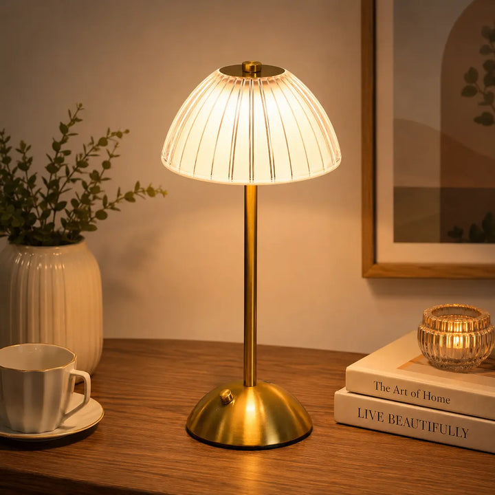 Gold Brushed Gold Ribbed Desk Lamp lifestyle