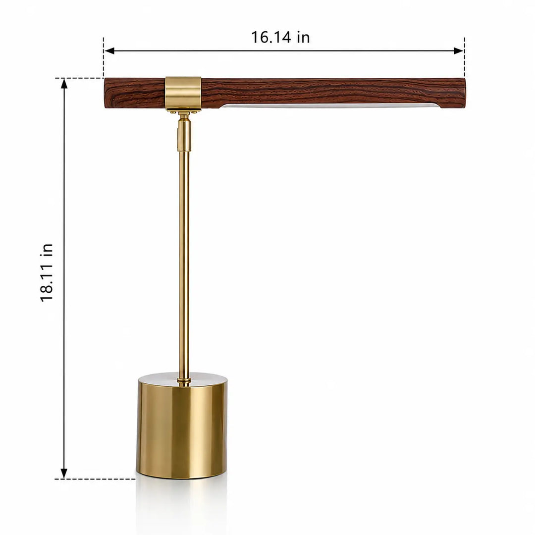 Brass-Trimmed Wood Task Lamp