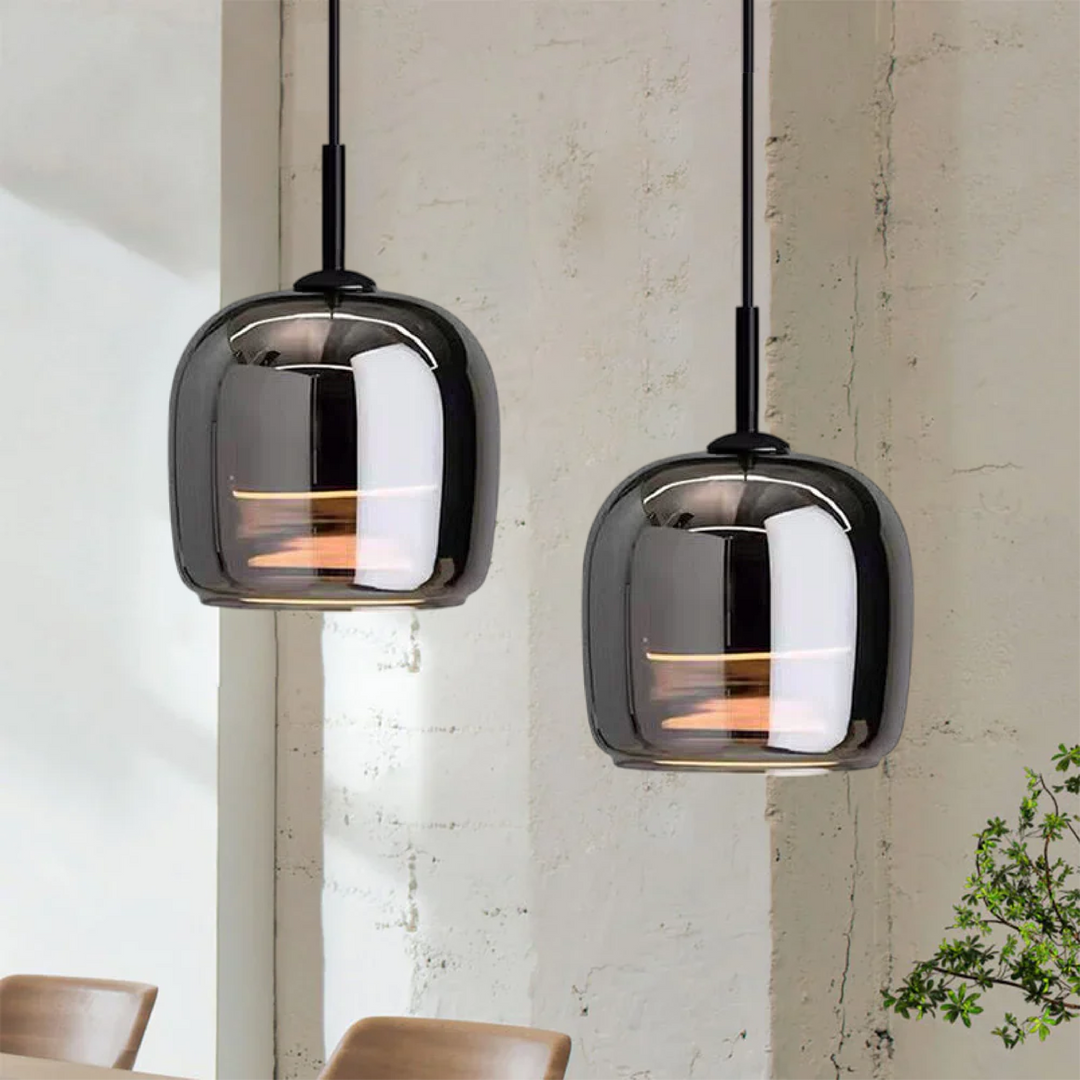 Ember Smoked Glass Pendant Light: Modern Bell-Jar Design, Warm Ambient Glow