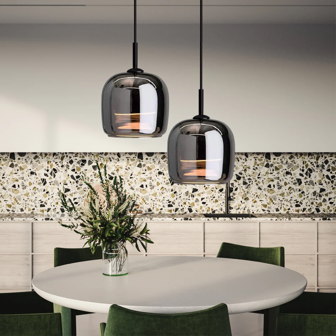 Ember Smoked Glass Pendant Light: Modern Bell-Jar Design, Warm Ambient Glow