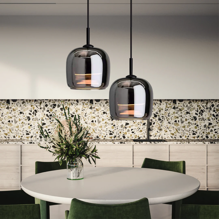Ember Smoked Glass Pendant Light: Modern Bell-Jar Design, Warm Ambient Glow