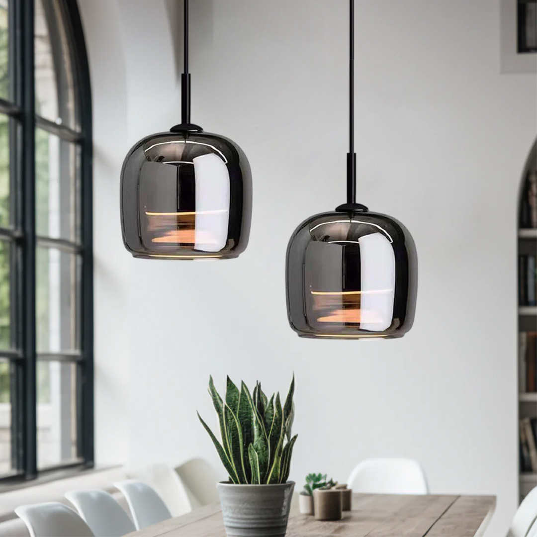 Ember Smoked Glass Pendant Light: Modern Bell-Jar Design, Warm Ambient Glow