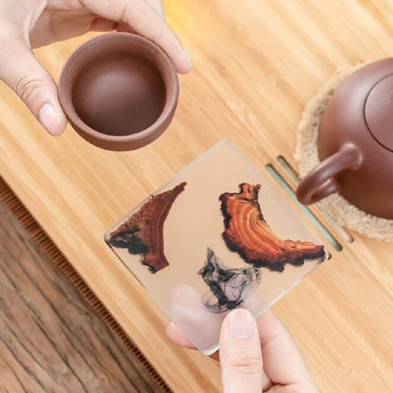 Pine Resin Drink Coaster with drink lifestyle