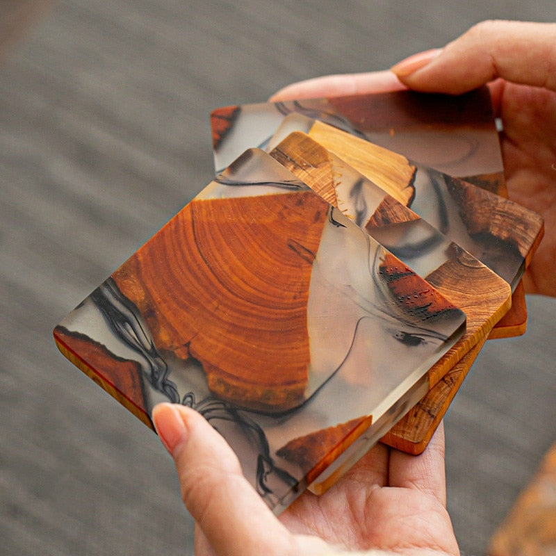 Pine Resin Drink Coaster on table lifestyle
