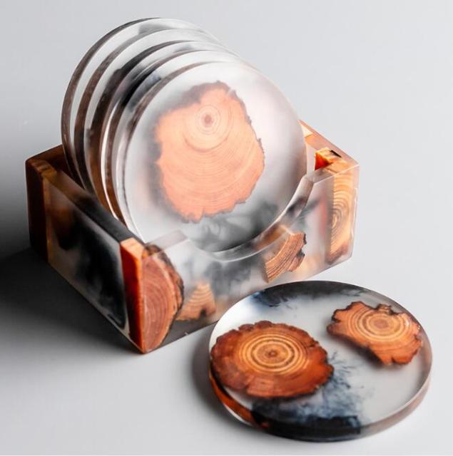 Pine Resin Drink Coaster set flat lay