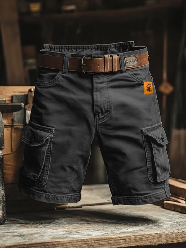 Gray Vintage Workwear Cargo Shorts front view