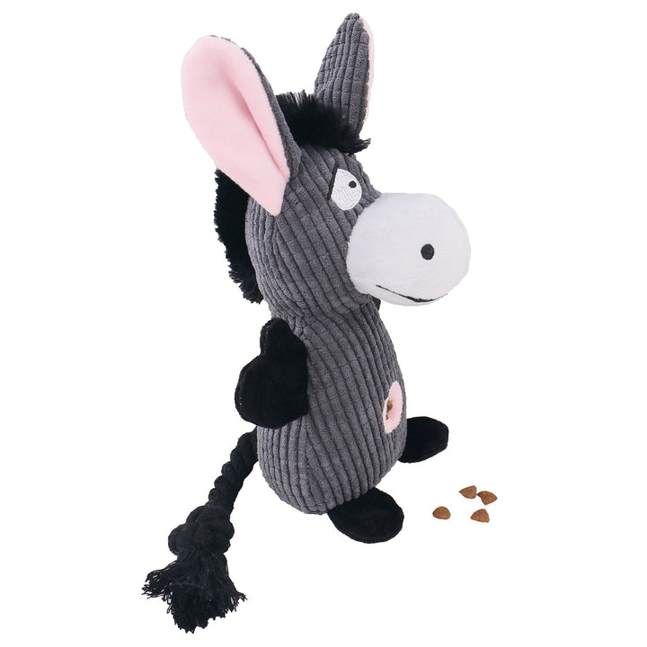 Donkey Denim Embroidered Chew Toy with rope tail