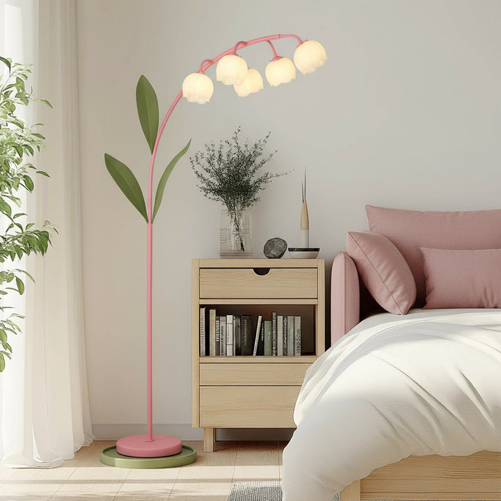 Floral Cream Floor Lamp base and switch detail