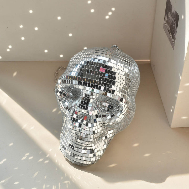 Mosaic Mirror Skull Sculpture – detail view