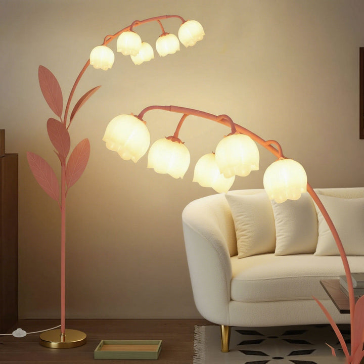 Floral Cream Floor Lamp shade and base detail