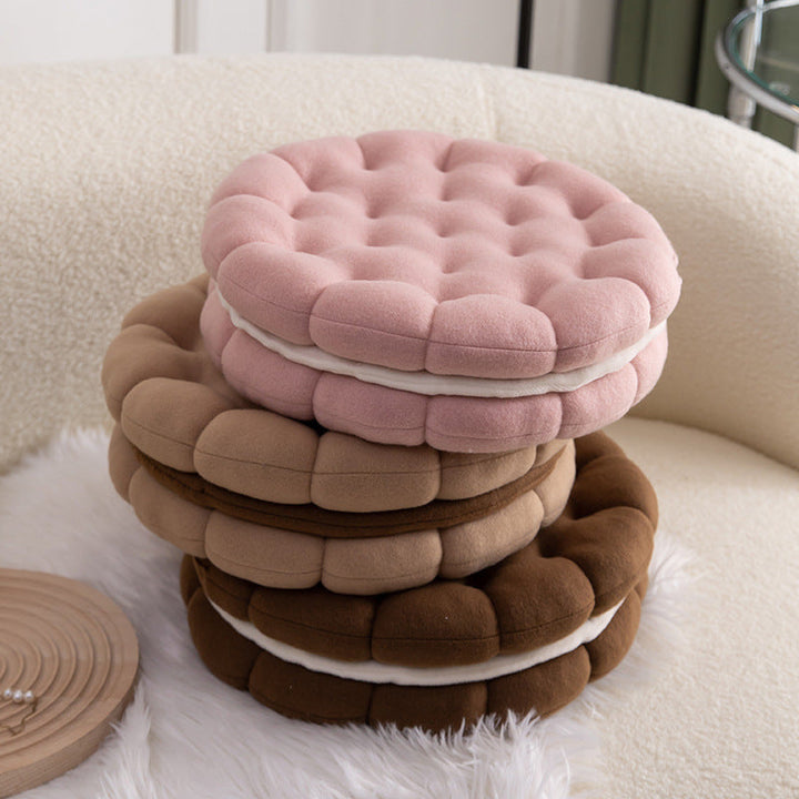 Sandwich Cookie Floor Pillow tufted texture detail