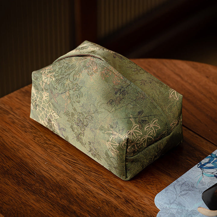 Kasumi Sky Embroidered Fabric Tissue Cover – detail view