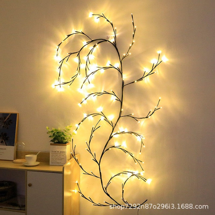 Rattan Vine String Lights woven texture detail