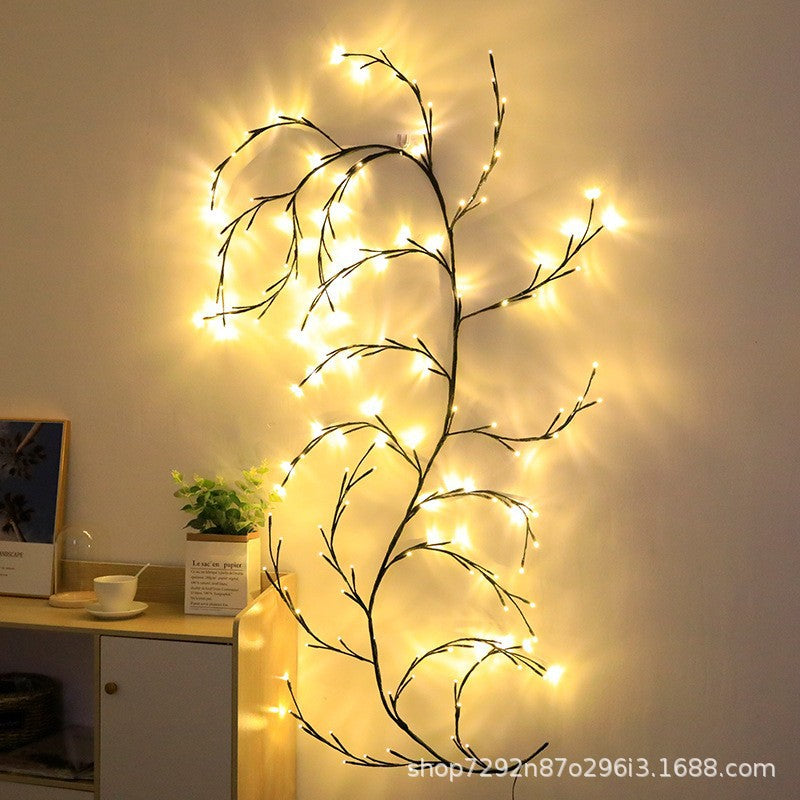 Rattan Vine String Lights LED bead close-up