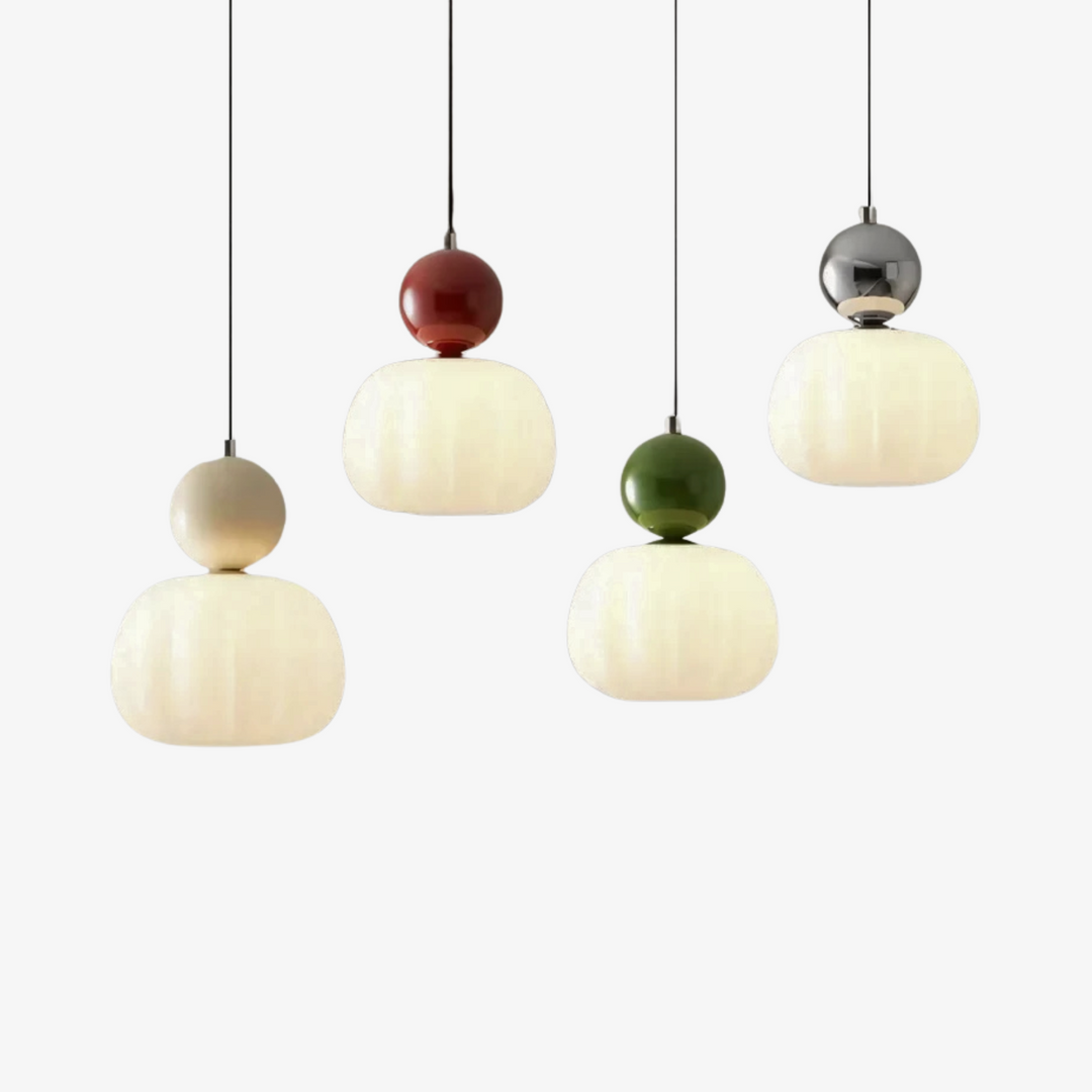 Elegant Opaline Fluted Glass LED Pendant Light | Modern Bauhaus Inspired Ceiling Fixture