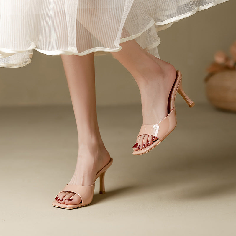 Open Toe Block Heel Mules 1