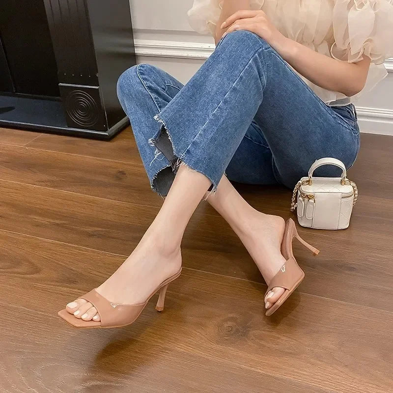 Open Toe Block Heel Mules 4