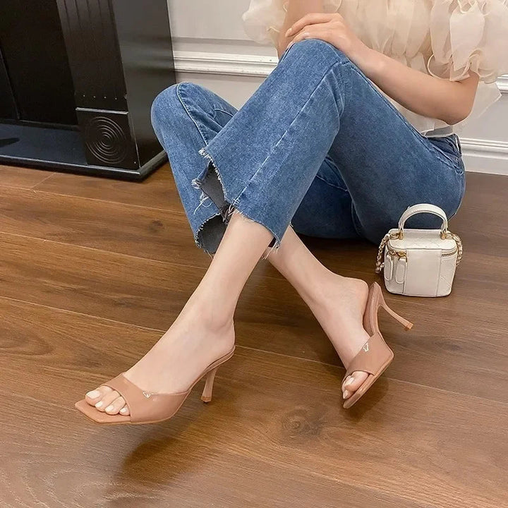 Open Toe Block Heel Mules 4