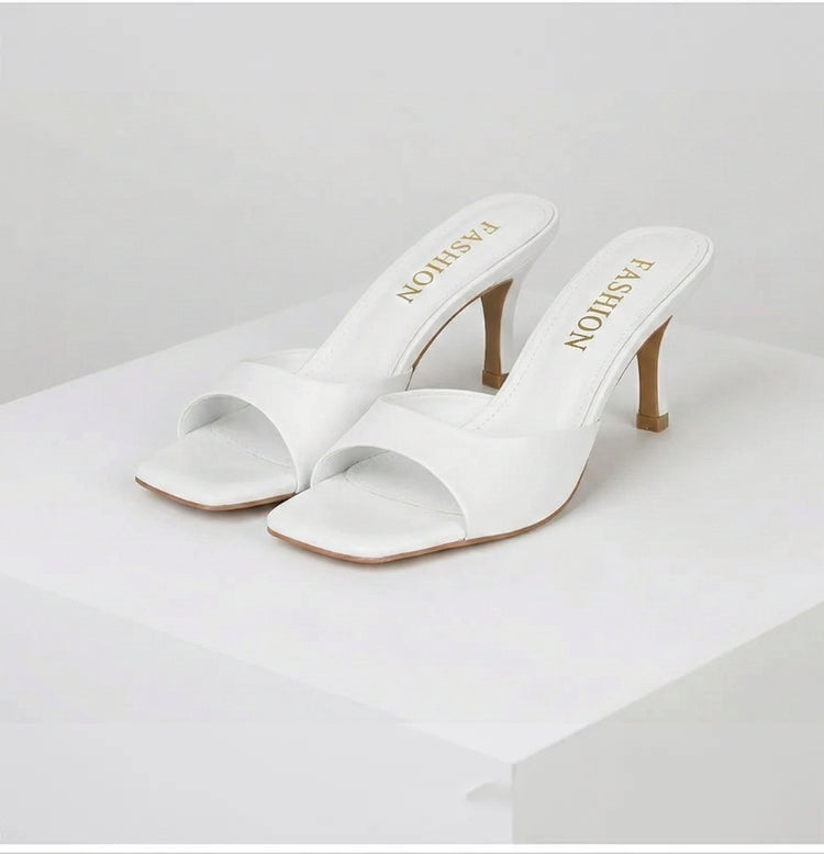 Open Toe Block Heel Mules 9