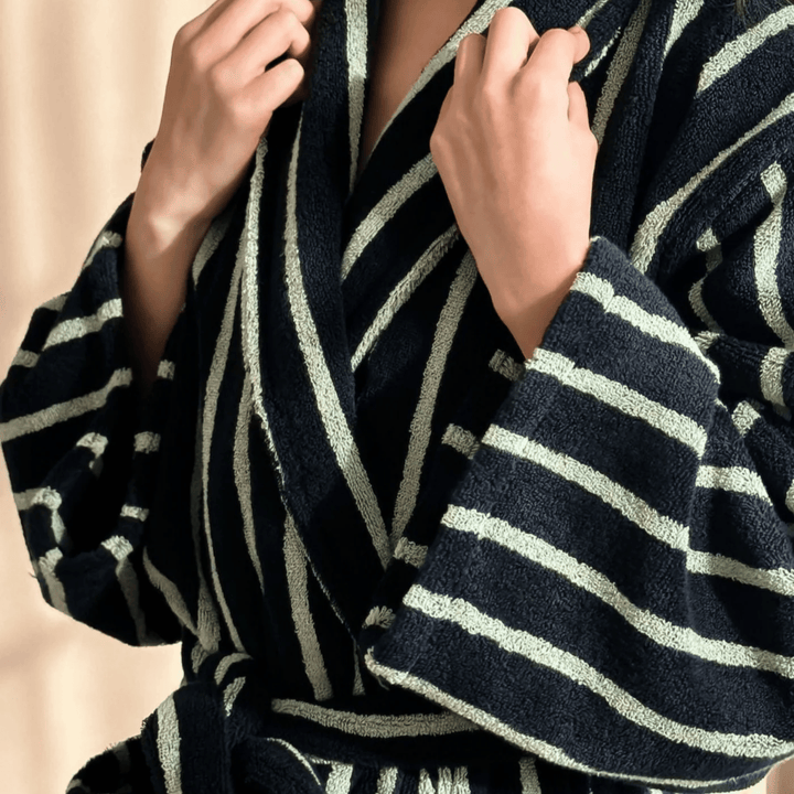 Green Heavyweight Jacquard Cotton Robe front view