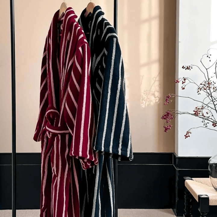 Red Heavyweight Jacquard Cotton Robe front view