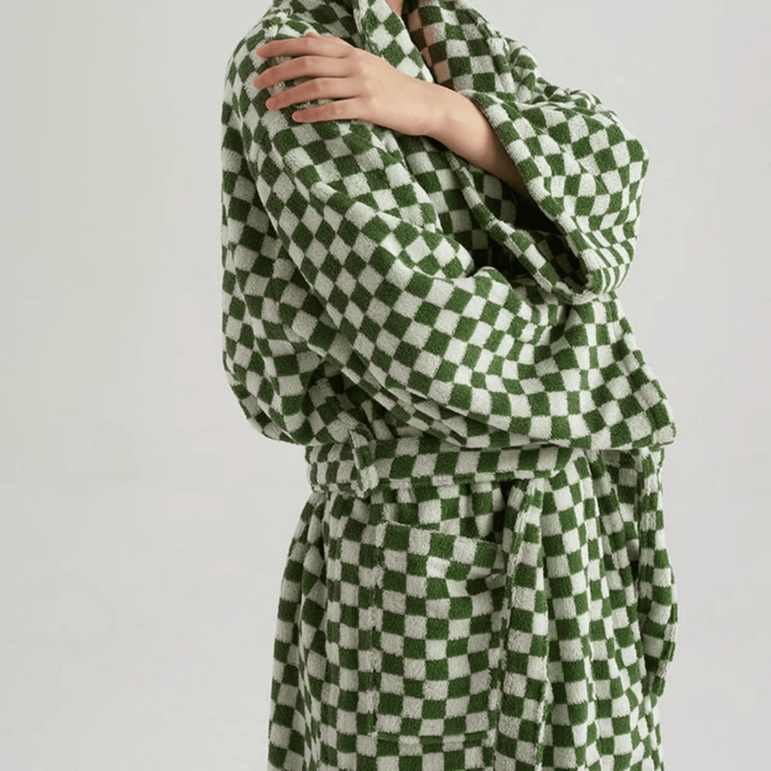 Organic Cotton Plaid Bathrobe 0