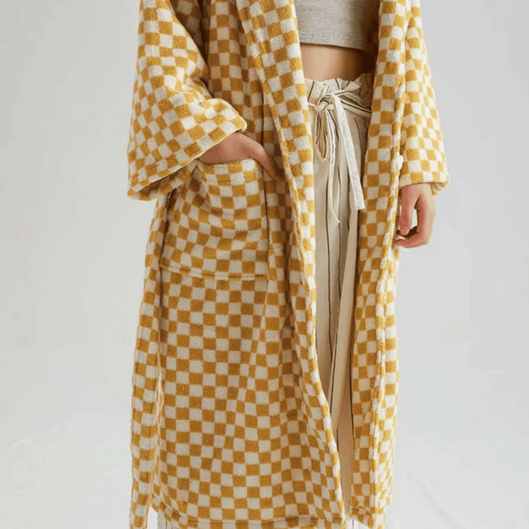 Organic Cotton Plaid Bathrobe 1