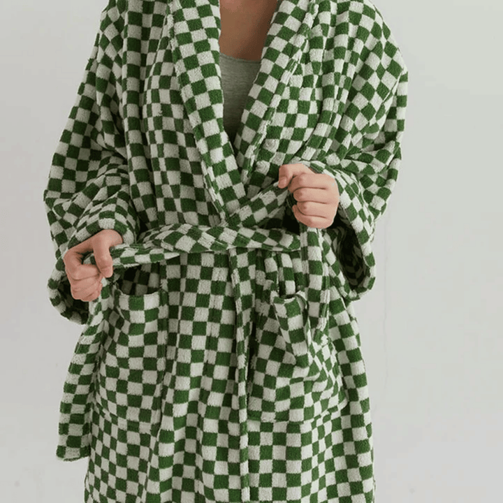 Organic Cotton Plaid Bathrobe 8